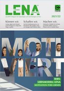 Folder für LENA - lebendig, nachhaltig. Das Wort Motiviert, im Hintergrund eine Gruppe von Menschen welche sich an den Händen halten